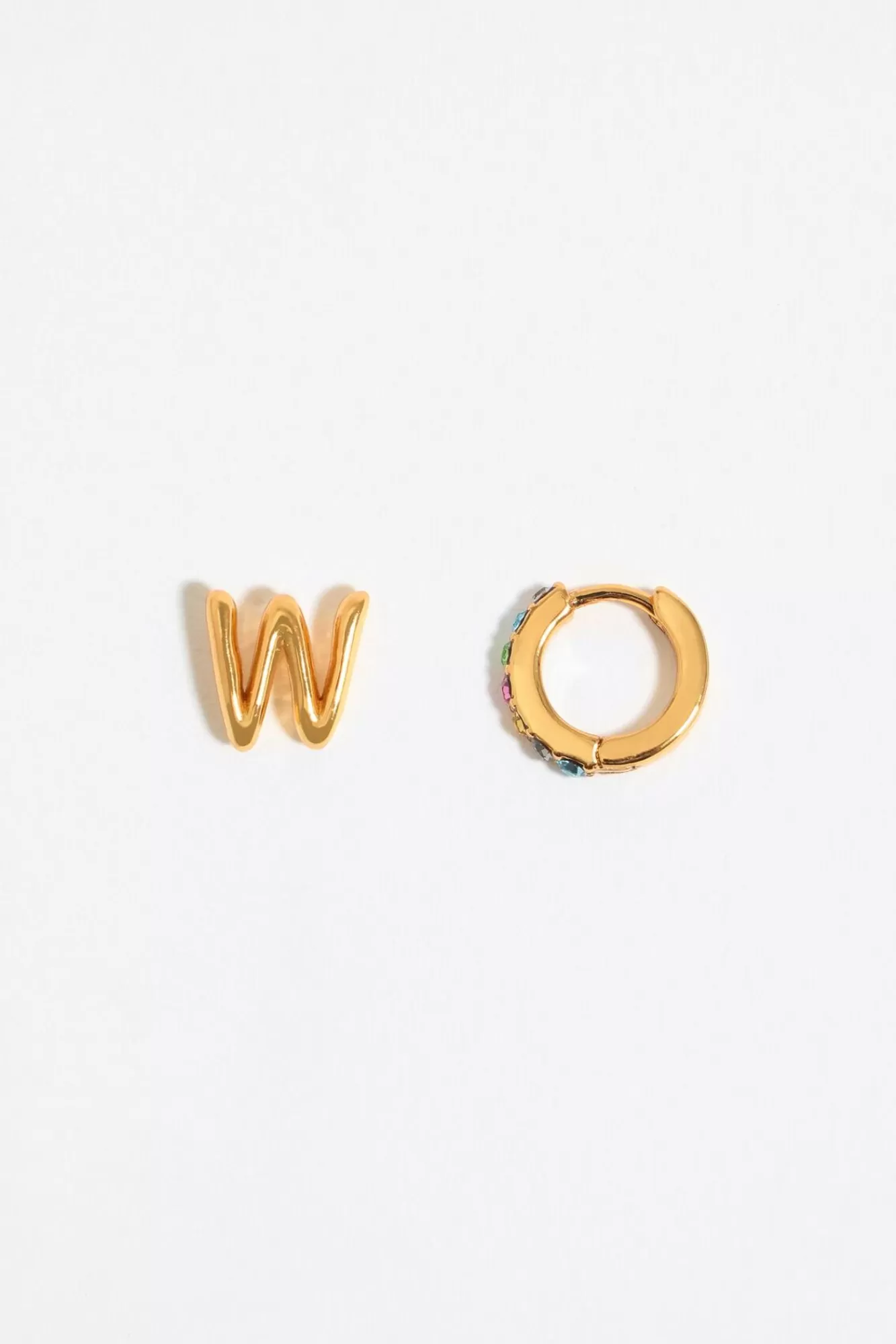 BIMBA Y LOLA Pendientes Letra W Y Aro Mini Cristales Multicolores Sale