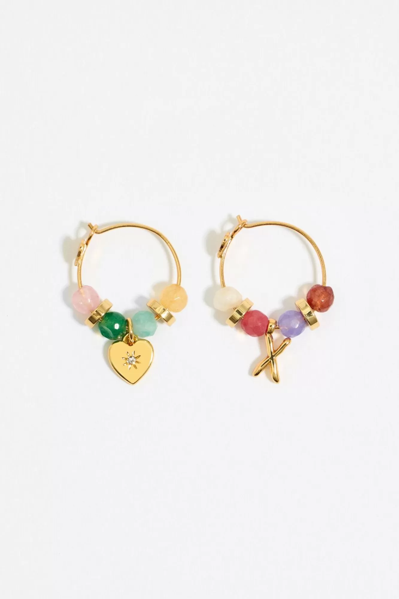 BIMBA Y LOLA Pendientes Letra X Piedras Multicolores New
