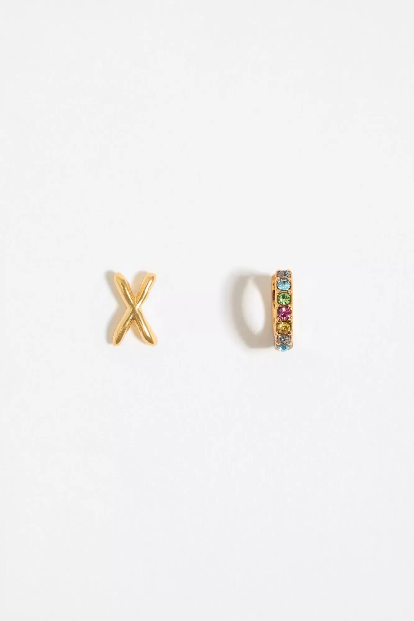 BIMBA Y LOLA Pendientes Letra X Y Aro Mini Cristales Multicolores Outlet