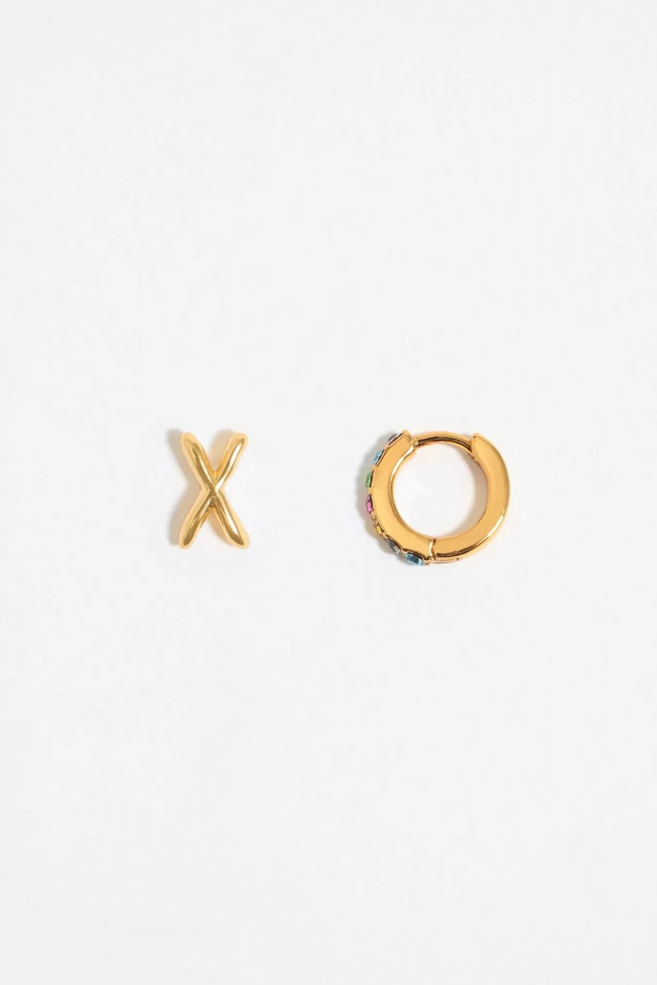BIMBA Y LOLA Pendientes Letra X Y Aro Mini Cristales Multicolores Outlet
