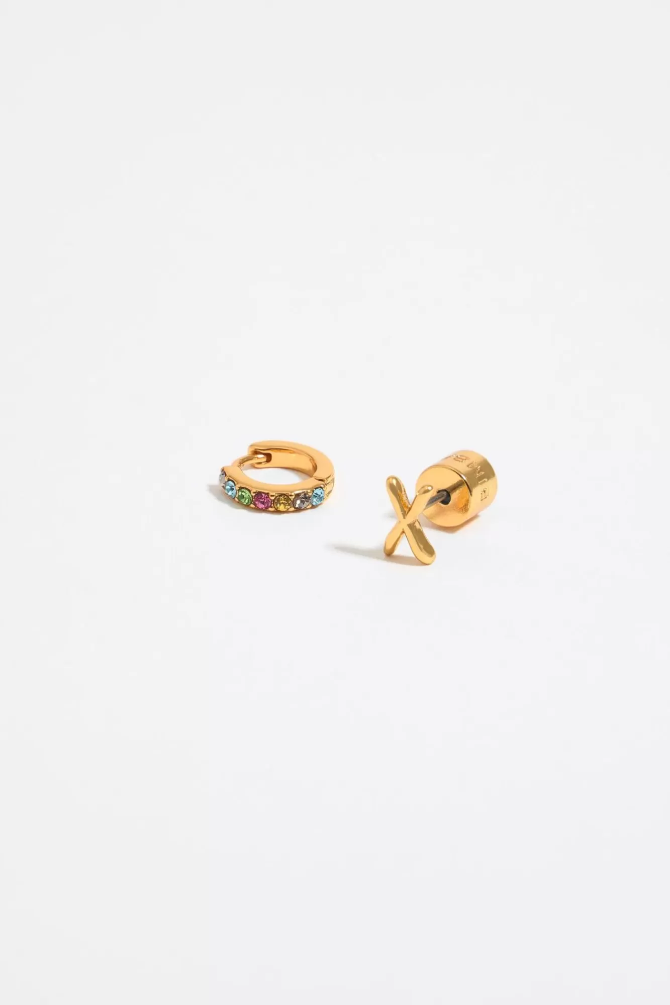 BIMBA Y LOLA Pendientes Letra X Y Aro Mini Cristales Multicolores Outlet