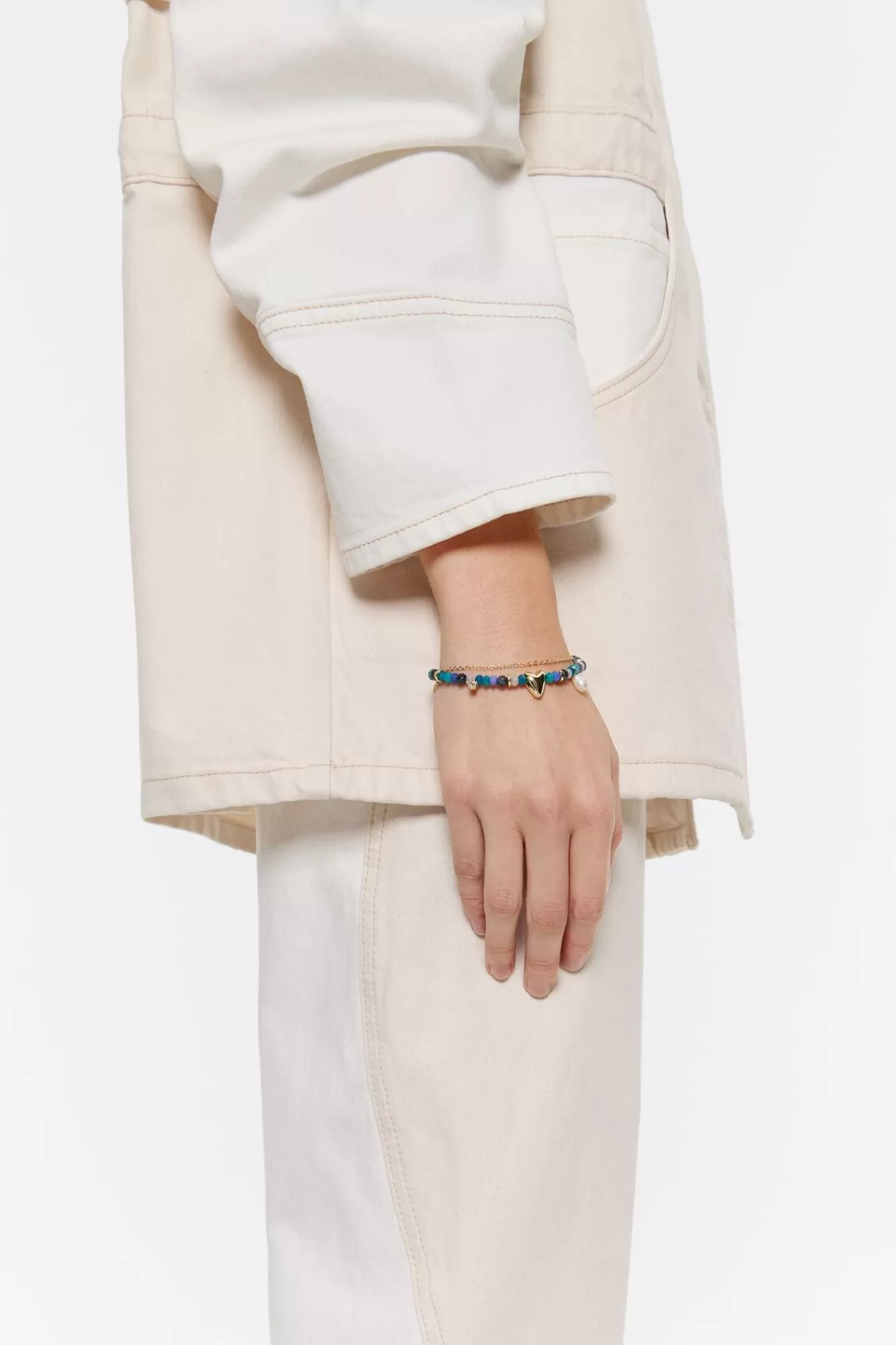 BIMBA Y LOLA Pulsera Doble Piedras Multicolores Y Cadena Dorada Outlet