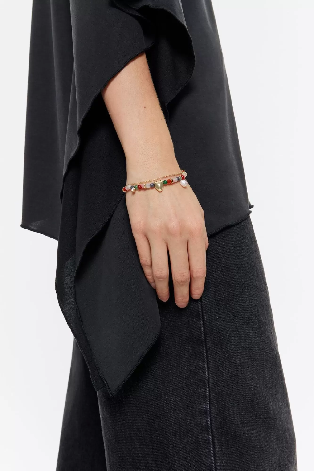 BIMBA Y LOLA Pulsera Doble Piedras Multicolores Y Cadena Dorada Discount