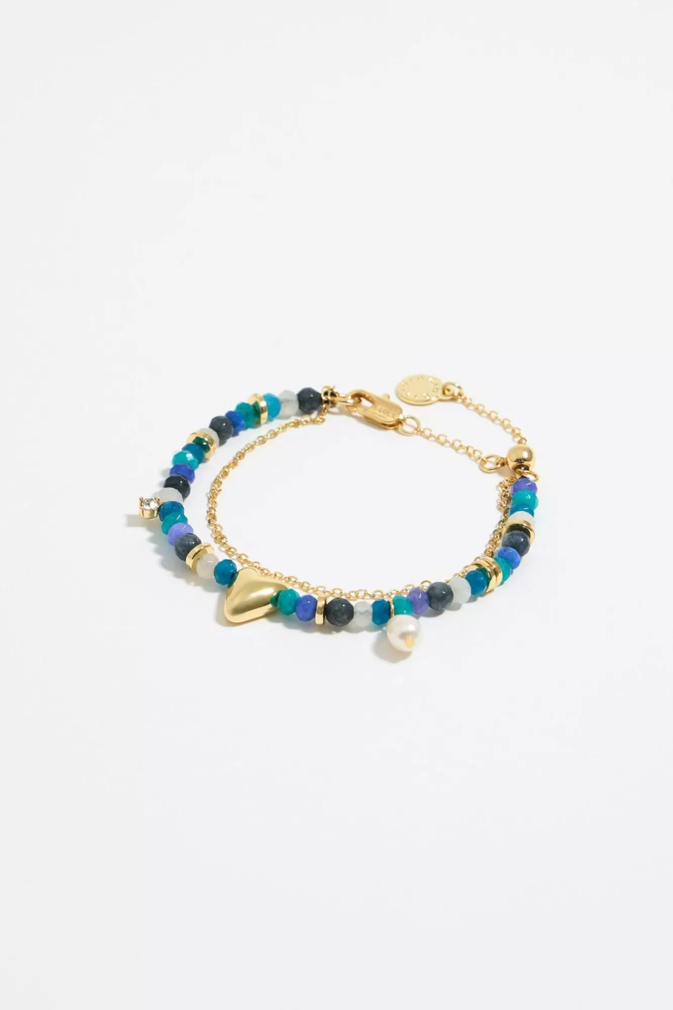 BIMBA Y LOLA Pulsera Doble Piedras Multicolores Y Cadena Dorada Outlet
