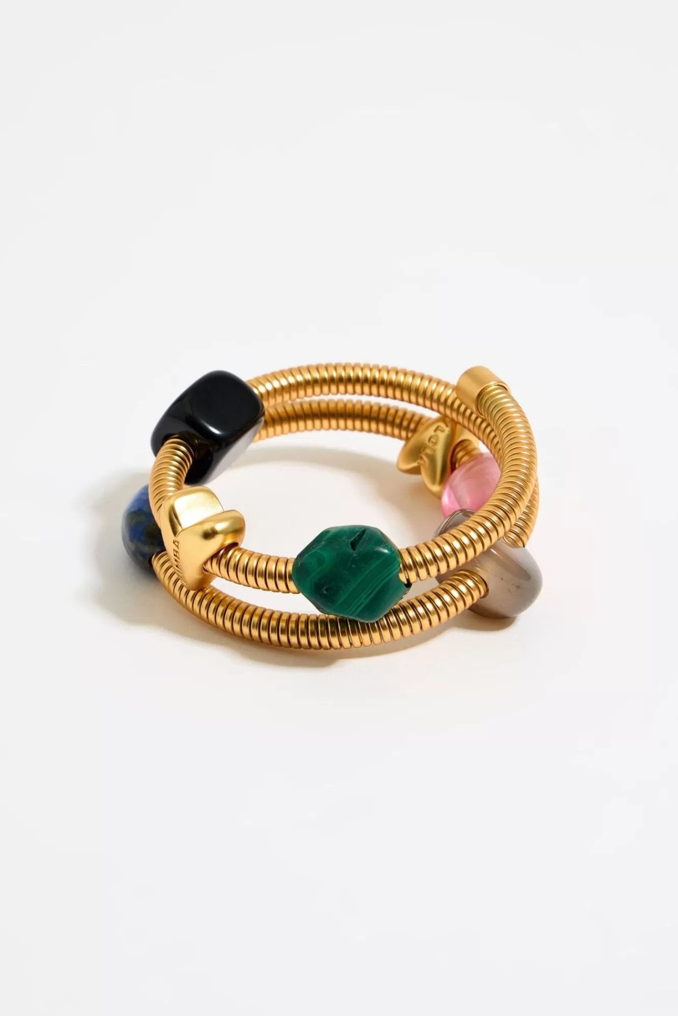BIMBA Y LOLA Pulsera Espiral Dorada Piedras Y Corazones Shop
