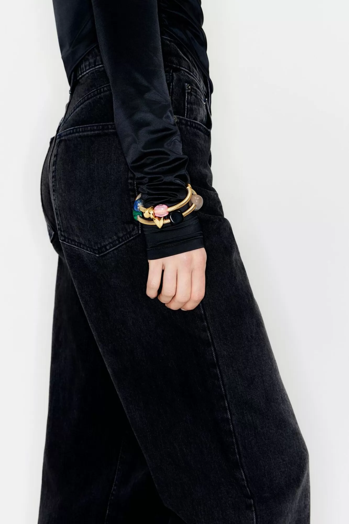 BIMBA Y LOLA Pulsera Espiral Dorada Piedras Y Corazones Shop