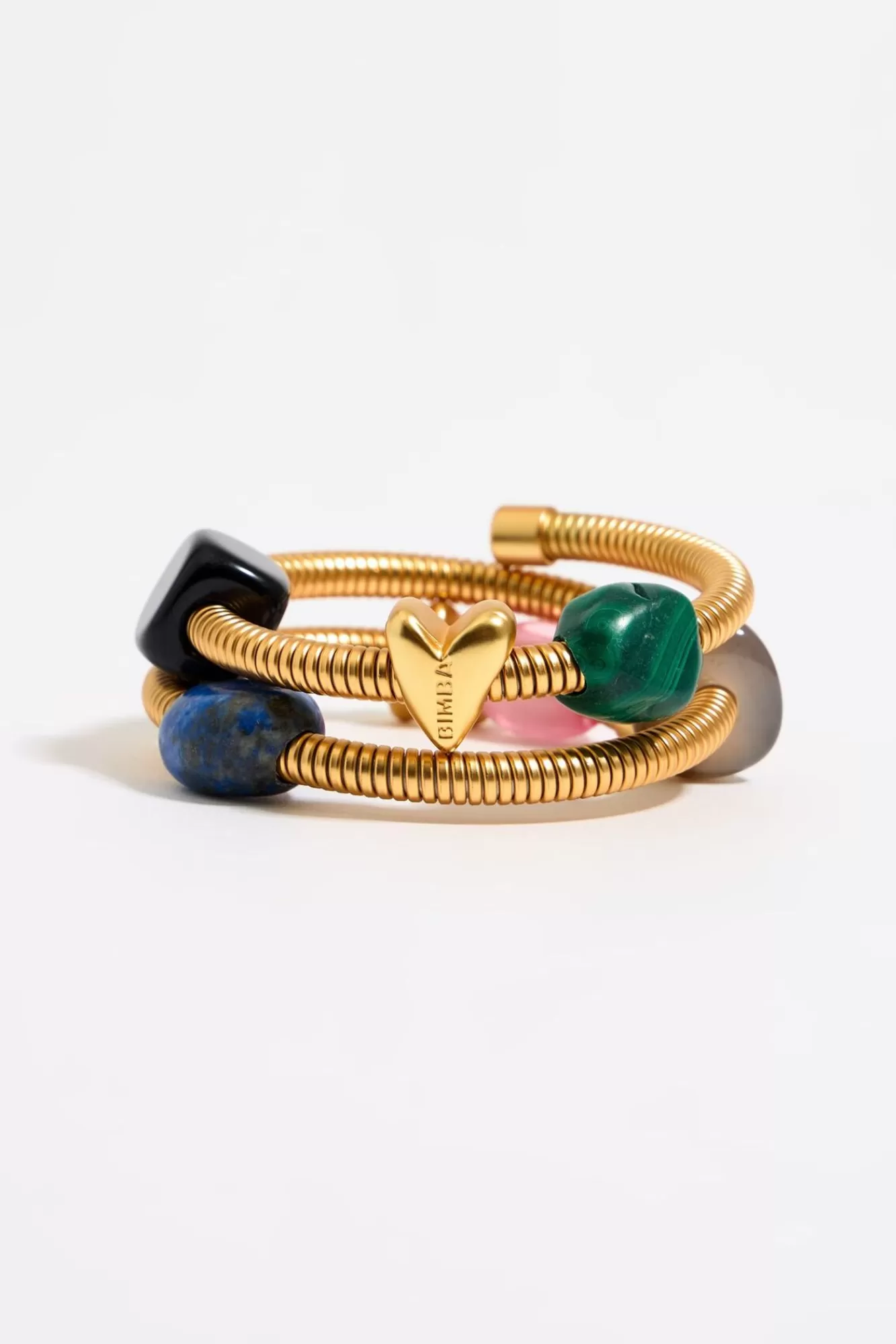 BIMBA Y LOLA Pulsera Espiral Dorada Piedras Y Corazones Shop