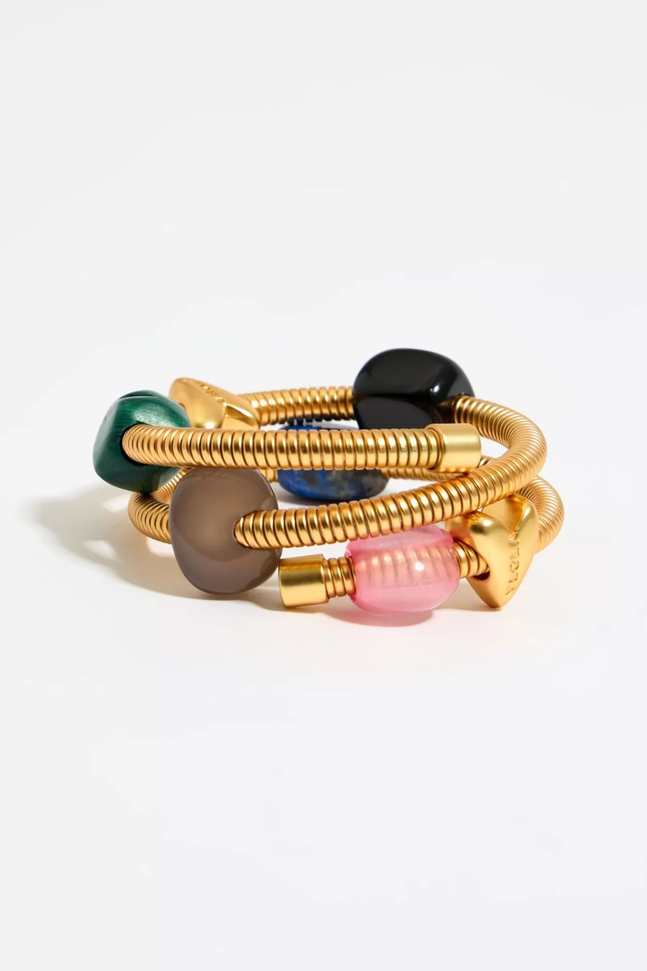 BIMBA Y LOLA Pulsera Espiral Dorada Piedras Y Corazones Shop