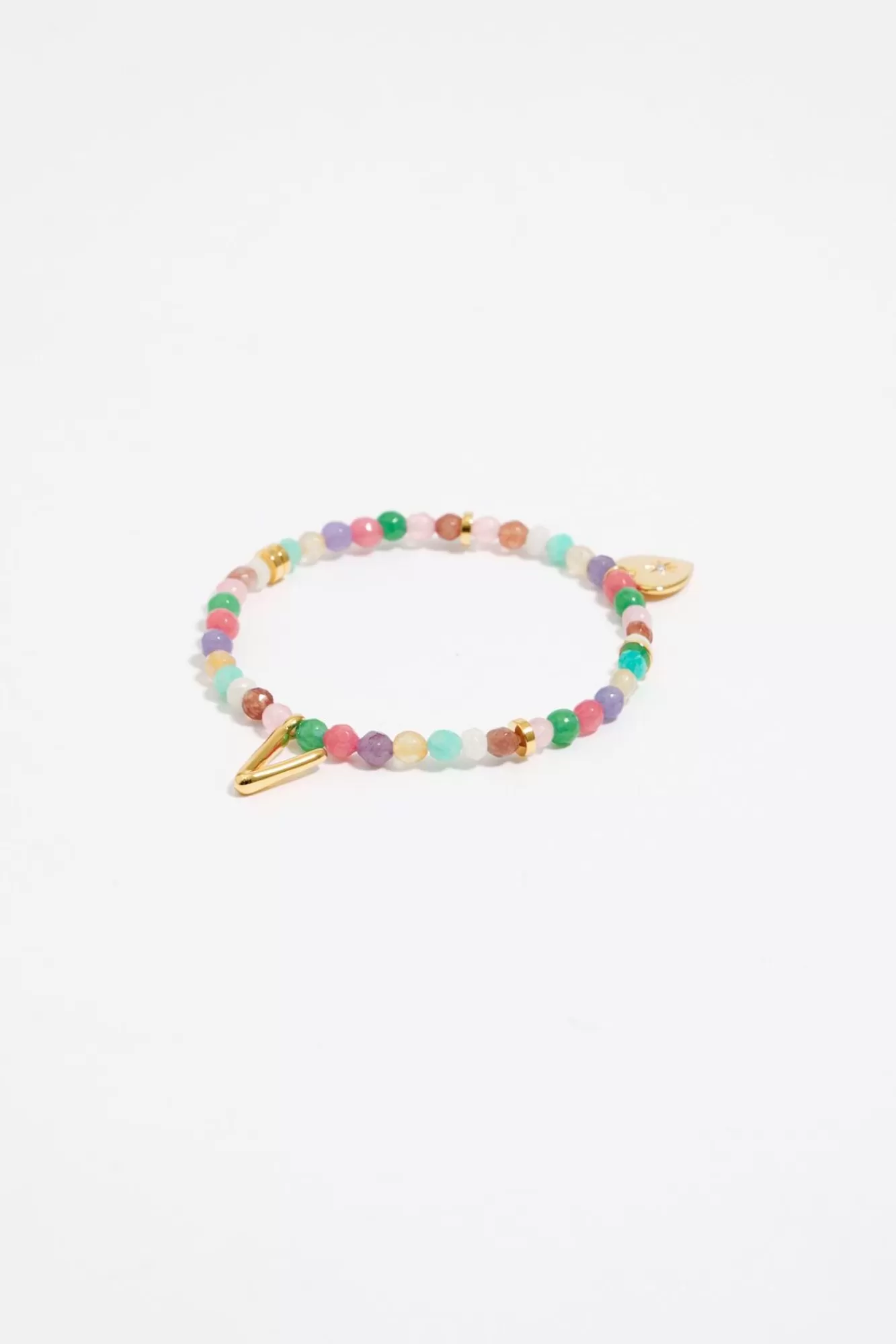 BIMBA Y LOLA Pulsera Letra V Piedras Multicolores Best