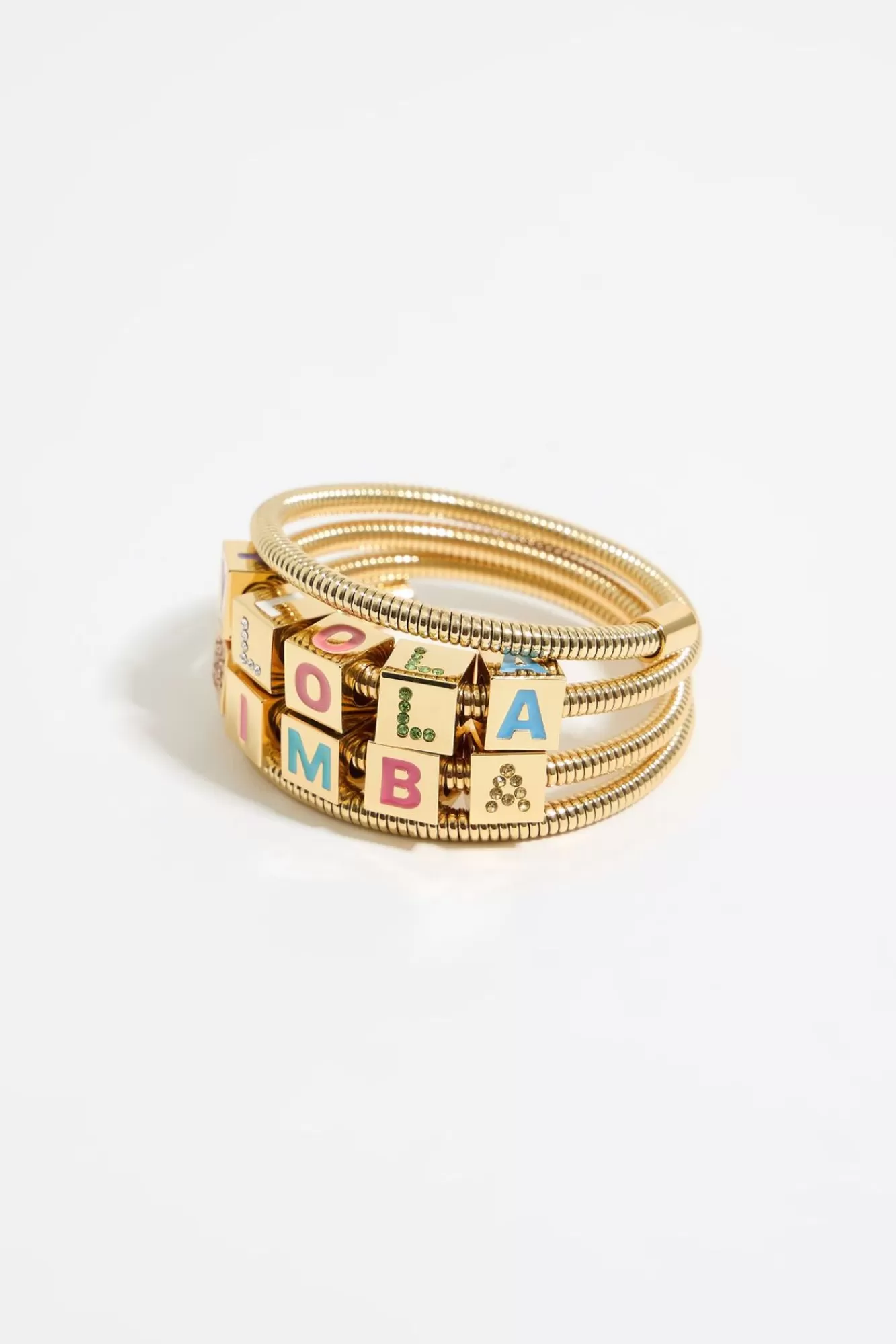 BIMBA Y LOLA Pulsera Muelle Logo Multicolor Y Cristales New