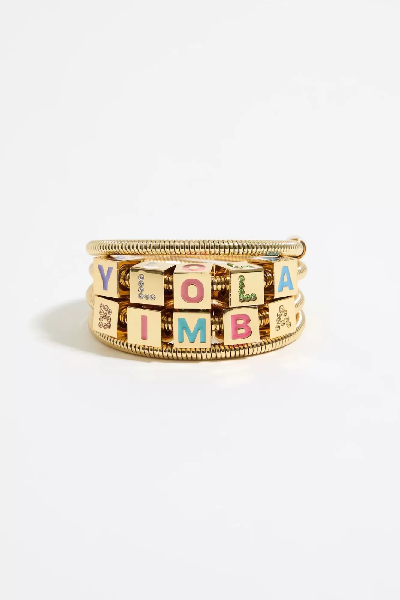 BIMBA Y LOLA Pulsera Muelle Logo Multicolor Y Cristales New