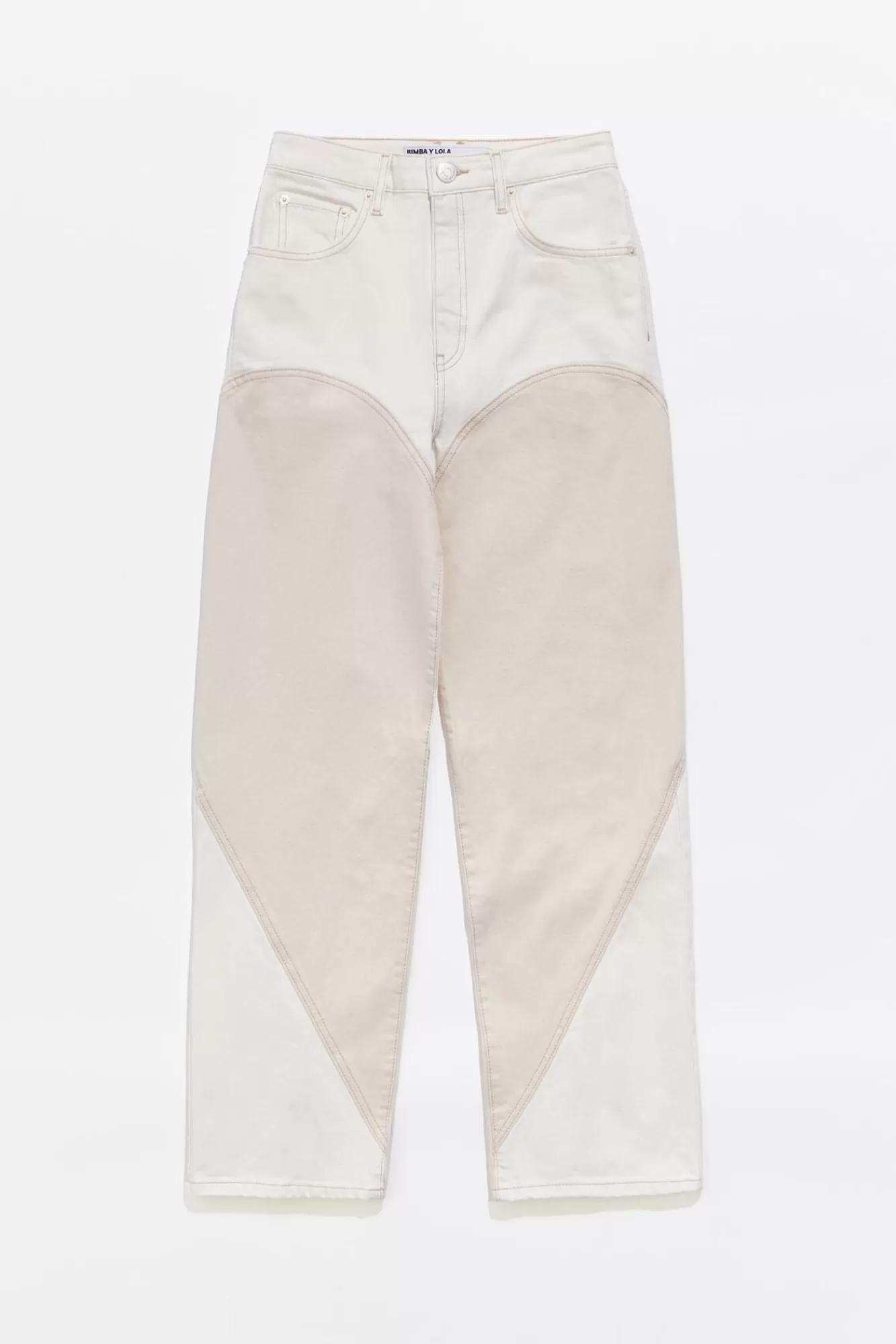 BIMBA Y LOLA Straight Cropped - Vaquero Alto Bicolor Crudo Outlet