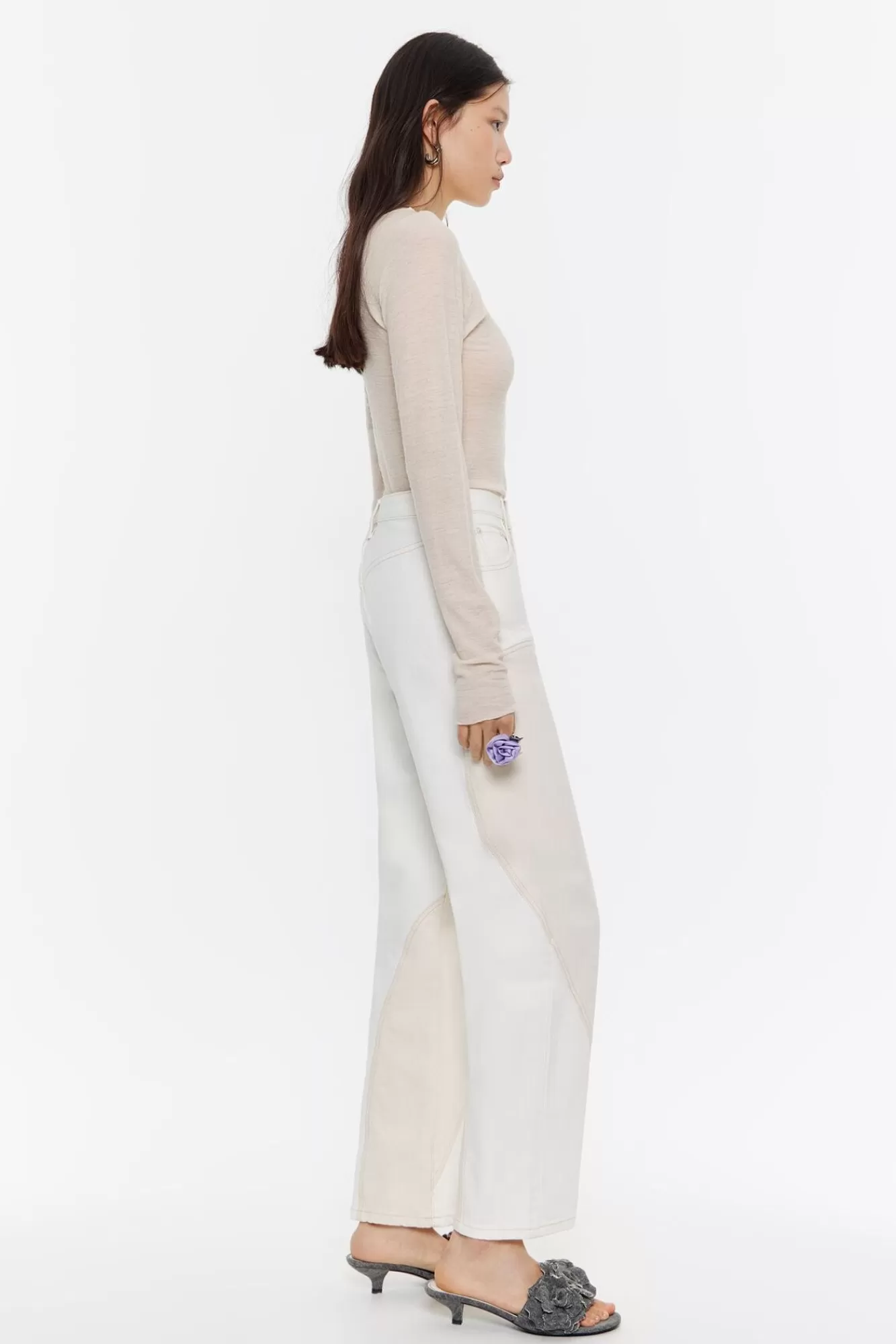 BIMBA Y LOLA Straight Cropped - Vaquero Alto Bicolor Crudo Best