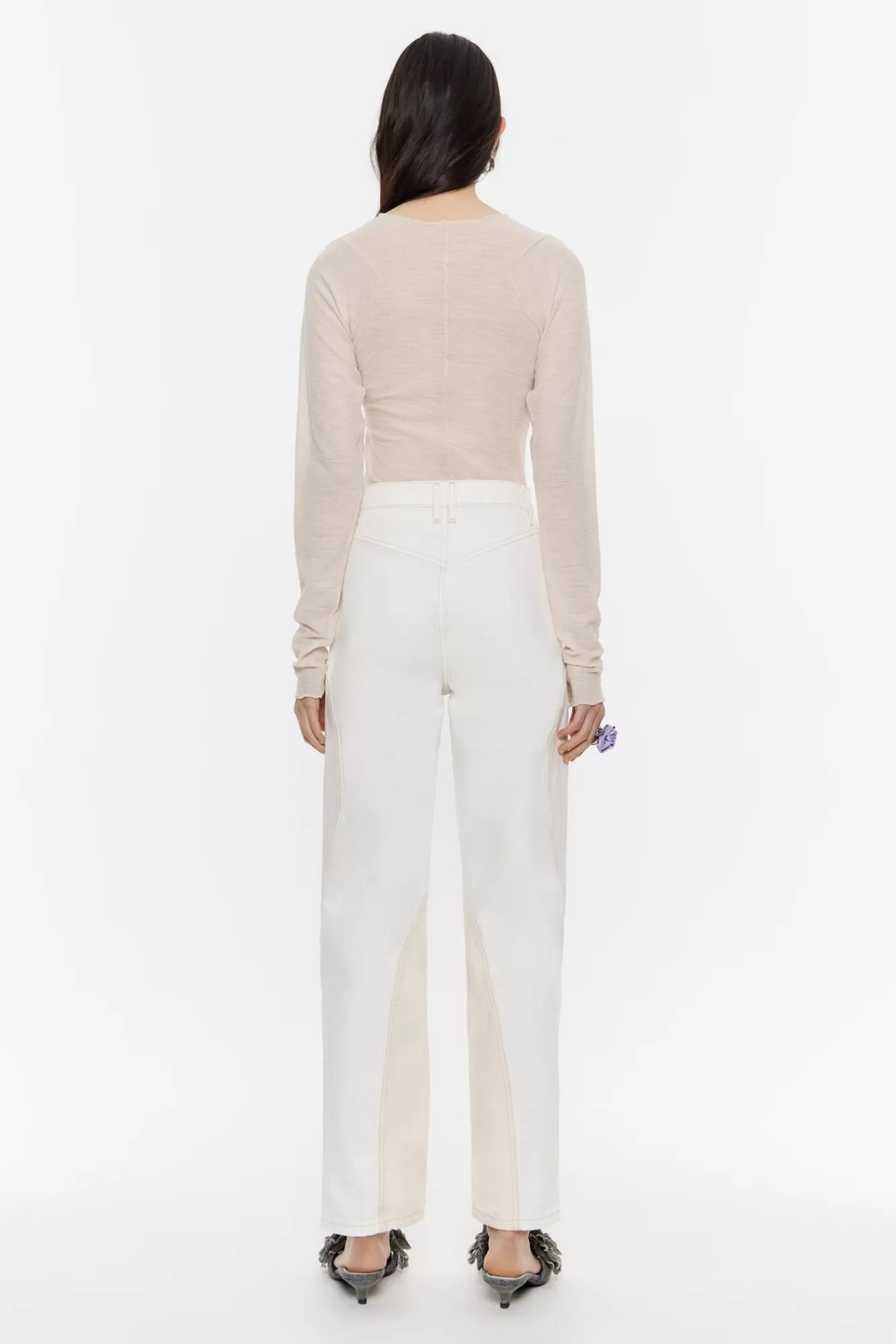 BIMBA Y LOLA Straight Cropped - Vaquero Alto Bicolor Crudo Outlet