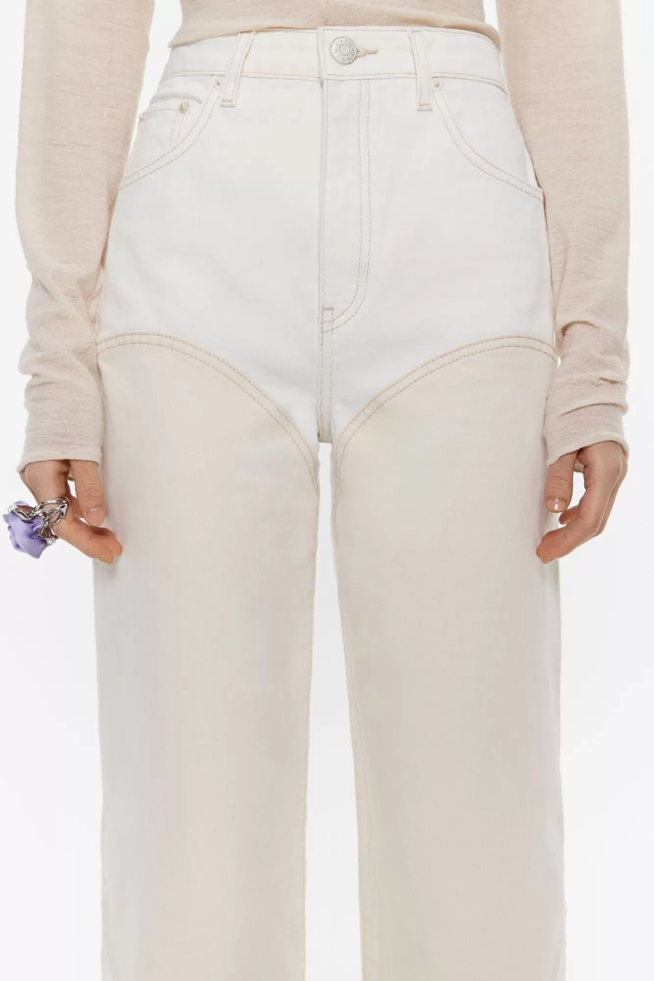 BIMBA Y LOLA Straight Cropped - Vaquero Alto Bicolor Crudo Outlet
