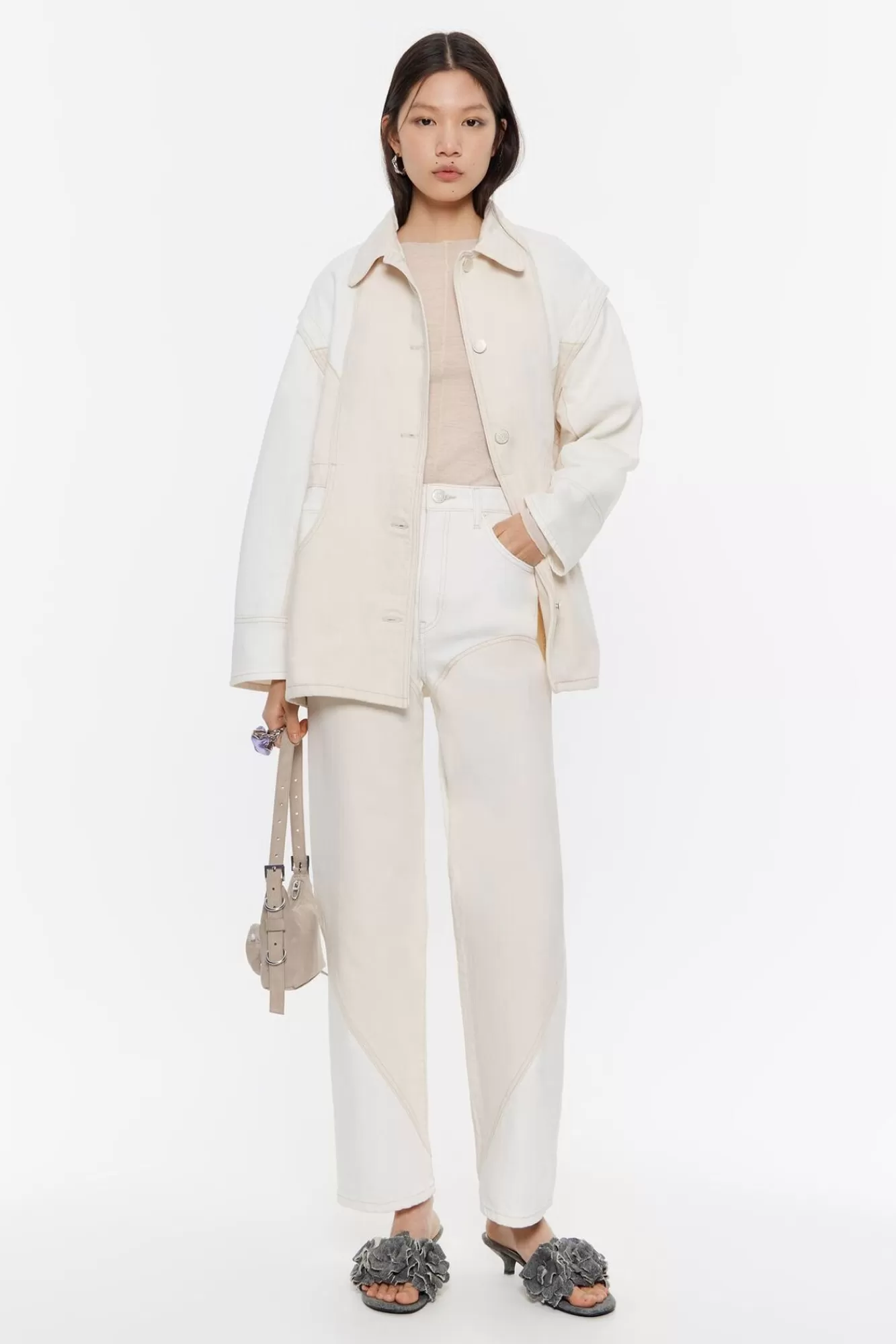 BIMBA Y LOLA Straight Cropped - Vaquero Alto Bicolor Crudo Outlet